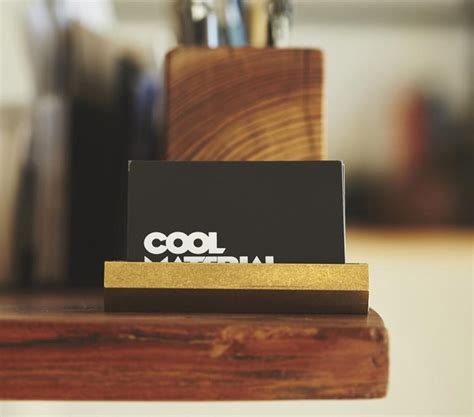 brass hex business card holder